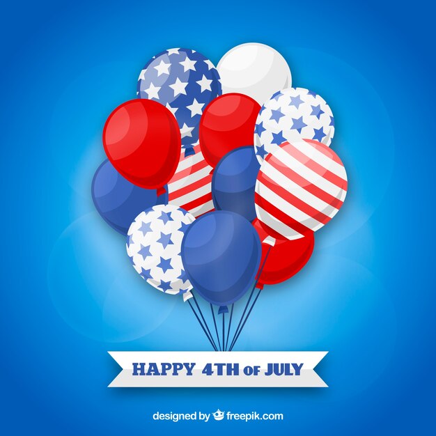 Día de la independencia de ee.uu. con globos de diseño plano