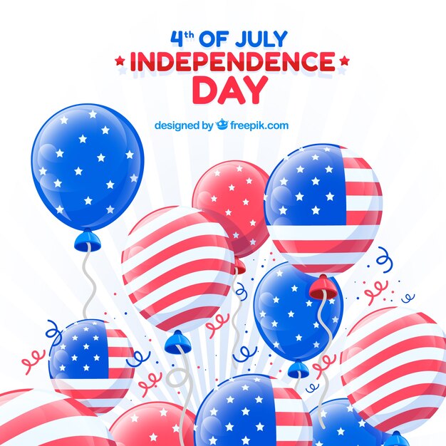 Día de la independencia de ee.uu. con globos de diseño plano