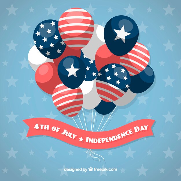 Día de la independencia de ee.uu. con globos de diseño plano