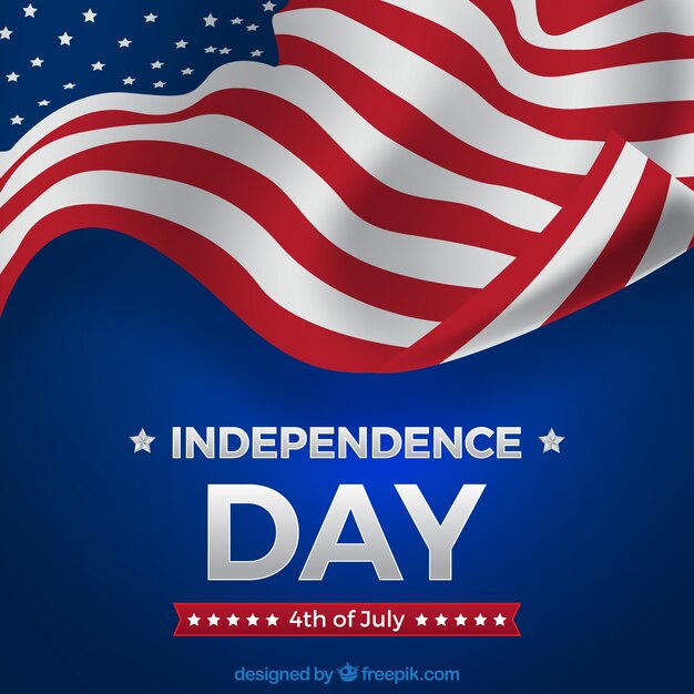 Día de la Independencia de los Estados Unidos con la bandera ondeando
