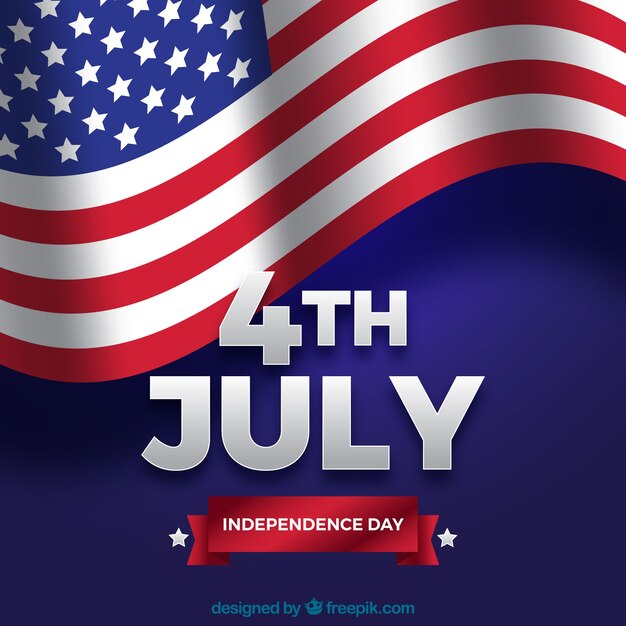 Día de la independencia de Estados Unidos con bandera