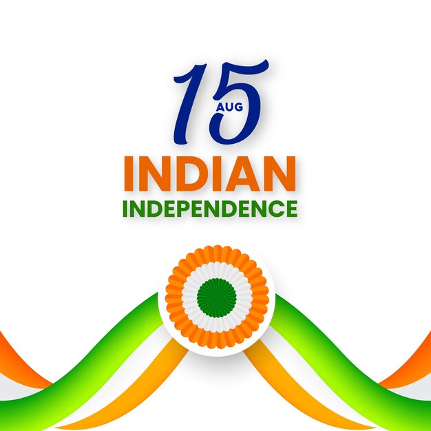 Día de la Independencia de la India 15 de agosto Cartel nacional Naranja Azul Verde Cartel de redes sociales Banner Vector libre