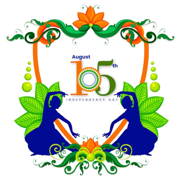 Día de la Independencia de la India 15 de agosto Cartel nacional Naranja Azul Verde Cartel de redes sociales Banner Vector libre
