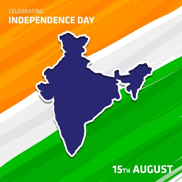 Día de la independencia de la india, un mapa sobre la bandera