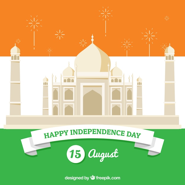 Día de la independencia de india, el taj mahal y los colores de la bandera