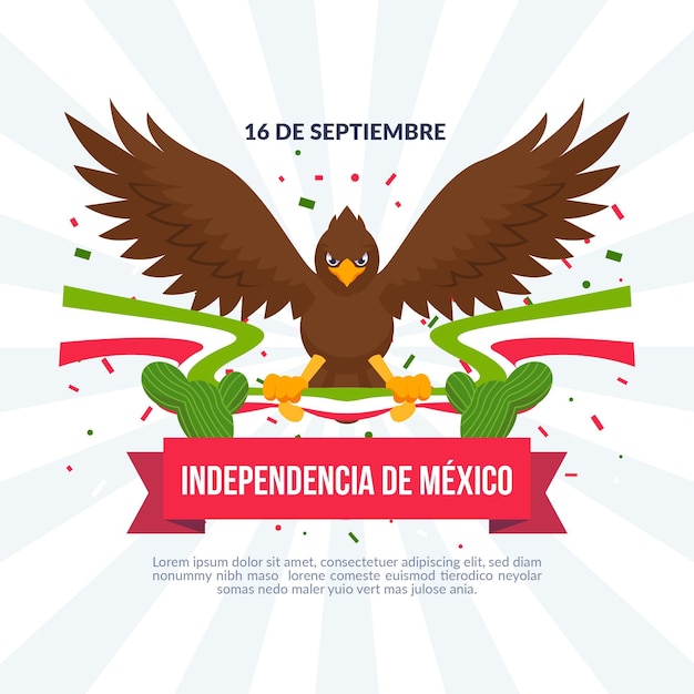 Vector gratuito día de la independencia de méxico en diseño plano