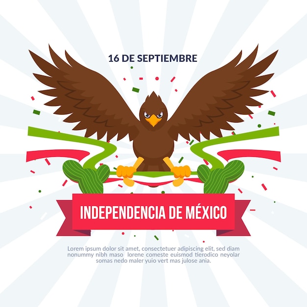 Día de la independencia de méxico en diseño plano