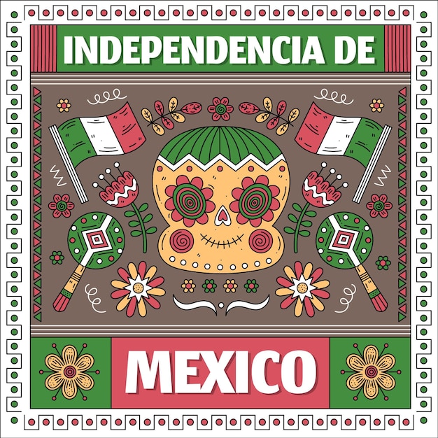 Vector gratuito día de la independencia de méxico en papel