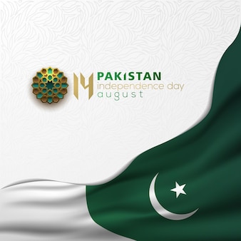 Día de la independencia de pakistán 14 de agosto diseño de vector de fondo de saludo con caligrafía árabe