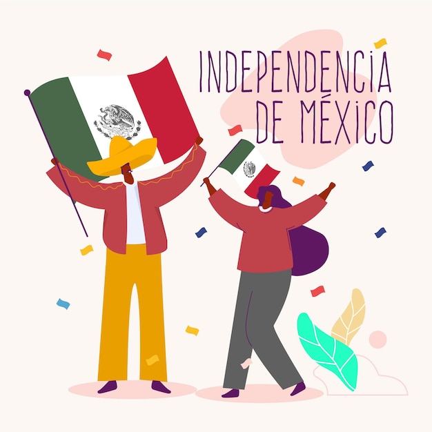 Vector gratuito día de la independencia plana en méxico ilustración