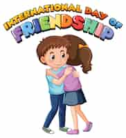 Vector gratuito día internacional de la amistad con mejores amigos niños.