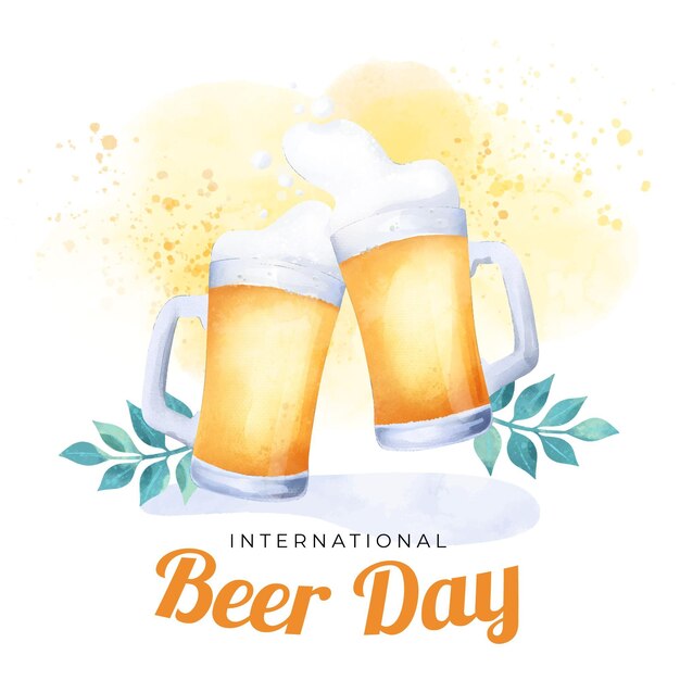 Día internacional de la cerveza en acuarela