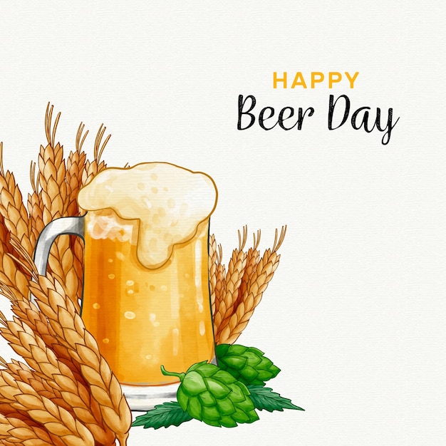 Día internacional de la cerveza con cerveza y cereales.