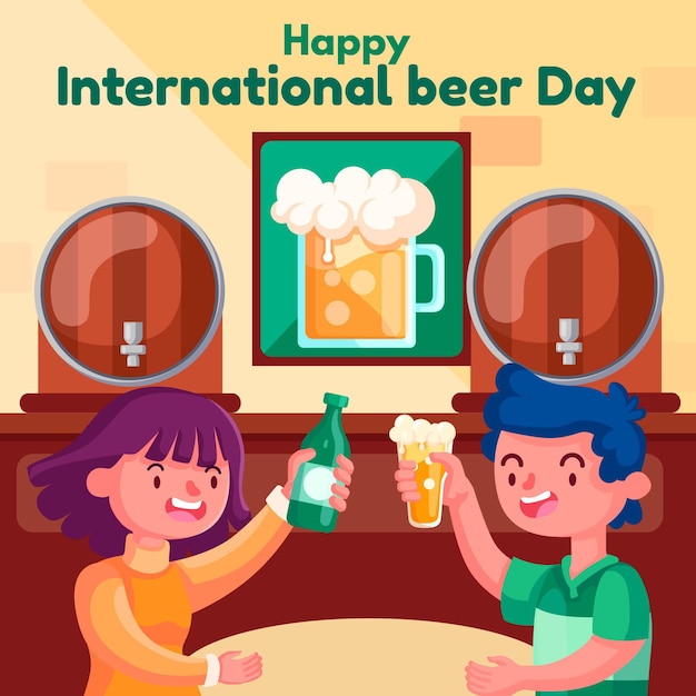 Vector gratuito día internacional de la cerveza con gente