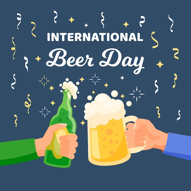 Día internacional de la cerveza ilustrado