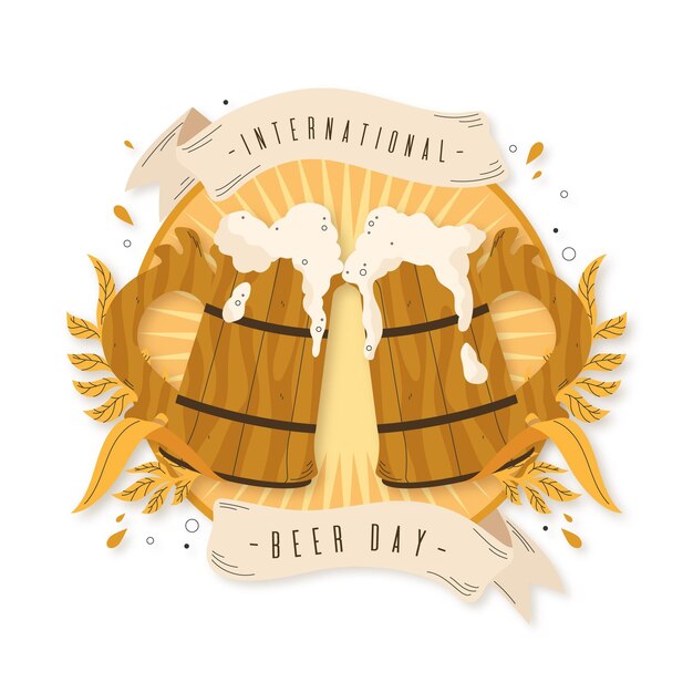 Día internacional de la cerveza con pintas de madera.