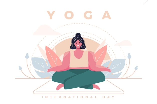 Vector gratuito día internacional del concepto de yoga