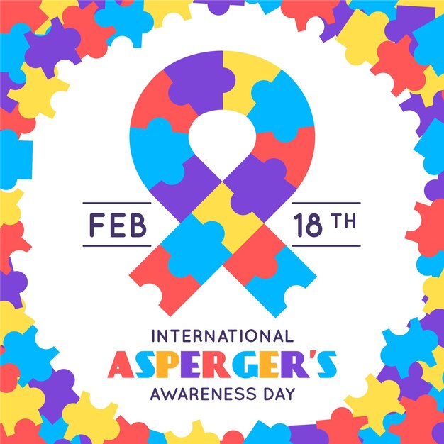 Día internacional de concientización sobre el asperger en diseño plano