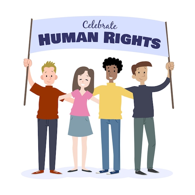Vector gratuito día internacional de los derechos humanos dibujado a mano