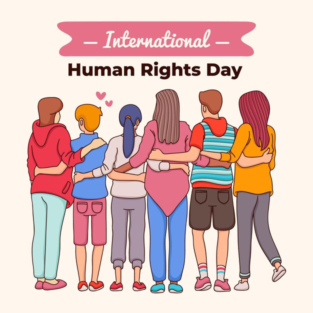 Día internacional de los derechos humanos dibujado a mano