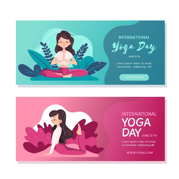 Día internacional del estilo de banners de yoga