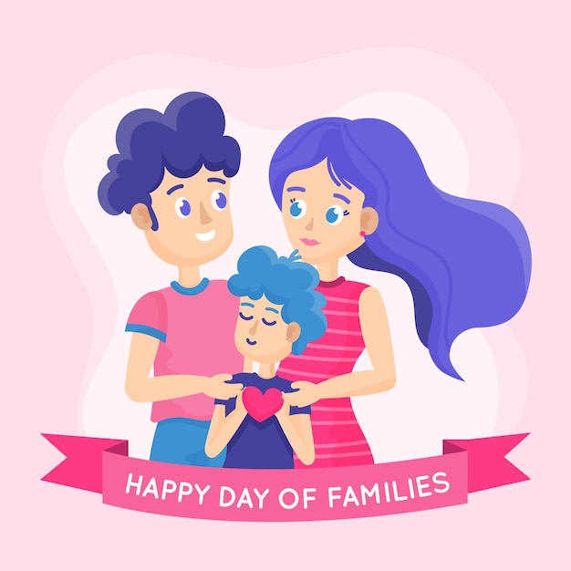 Vector gratuito día internacional de las familias en diseño plano.