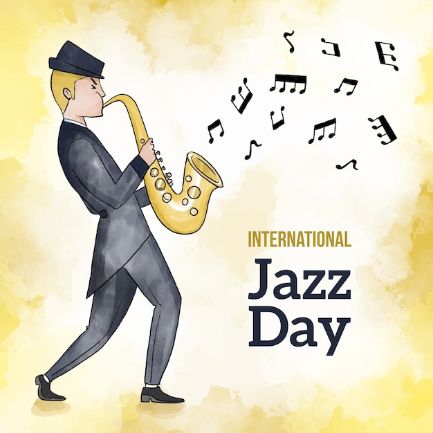 Vector gratuito día internacional del jazz en acuarela