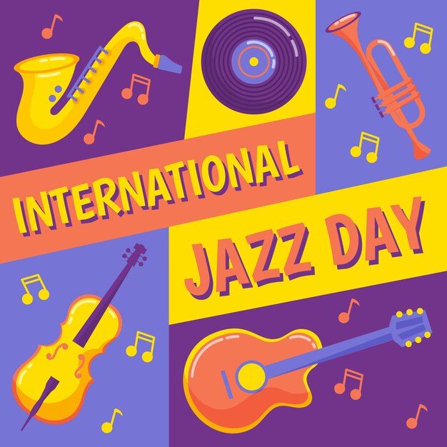 Día internacional del jazz en diseño plano