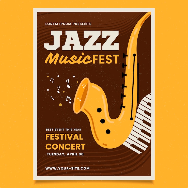 Vector gratuito día internacional del jazz de estilo vintage