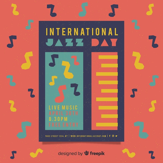 Día internacional del jazz poster / flyer retro vintage