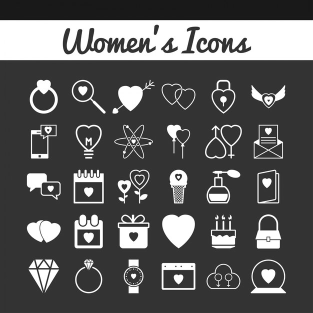 Día internacional de la mujer, colección de iconos
