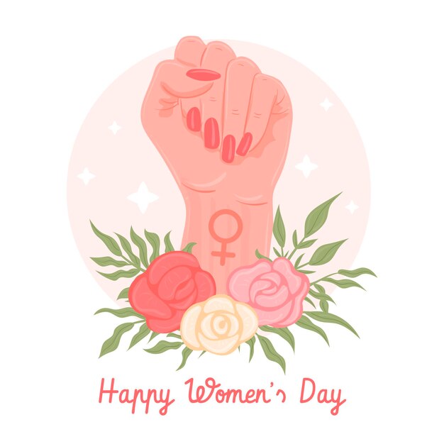 Día internacional de la mujer dibujado a mano