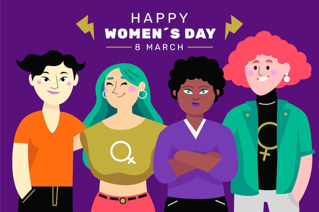 Día internacional de la mujer dibujado a mano