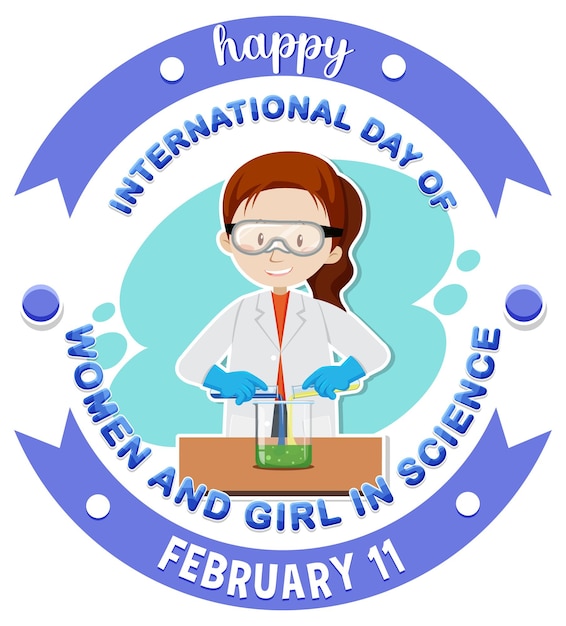 Vector gratuito día internacional de la mujer y la niña en la ciencia