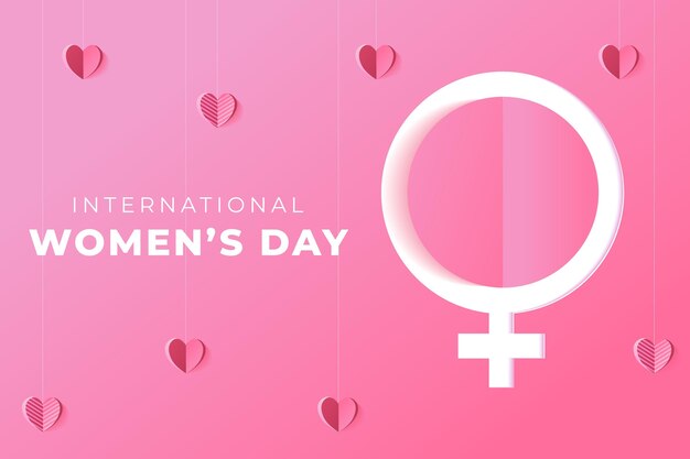 Día internacional de la mujer realista en estilo papel.