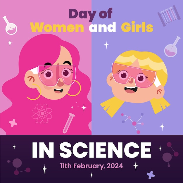 Vector gratuito día internacional de las mujeres y las niñas en la ciencia