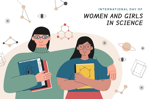 Vector gratuito día internacional de las mujeres y las niñas en la ciencia