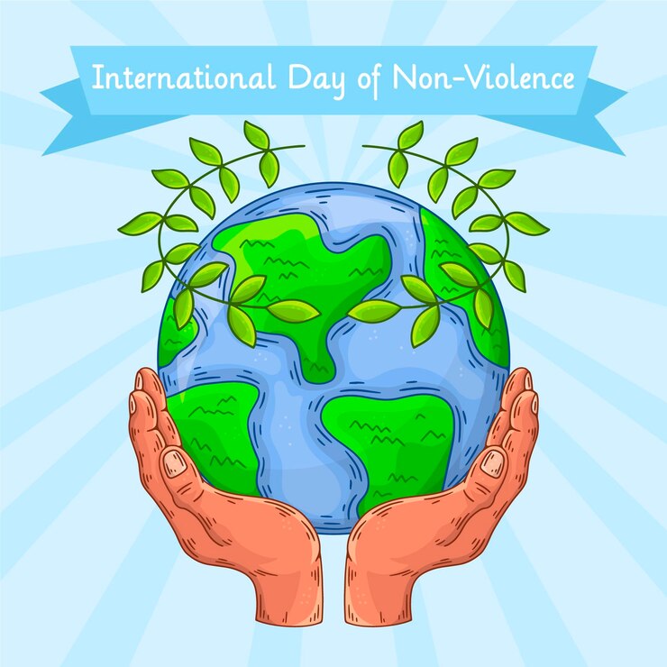 Vector gratuito día internacional de la no violencia dibujado a mano.