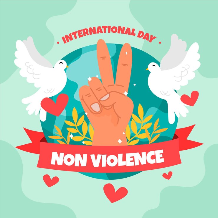 Vector gratuito día internacional de la no violencia dibujado a mano.