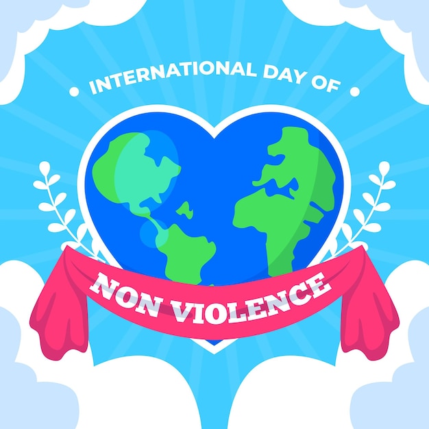 Vector gratuito día internacional de la no violencia con tierra en forma de corazón