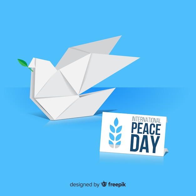 Día internacional de la paz con paloma origami