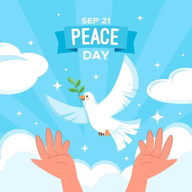 Vector gratuito día internacional de la paz con paloma
