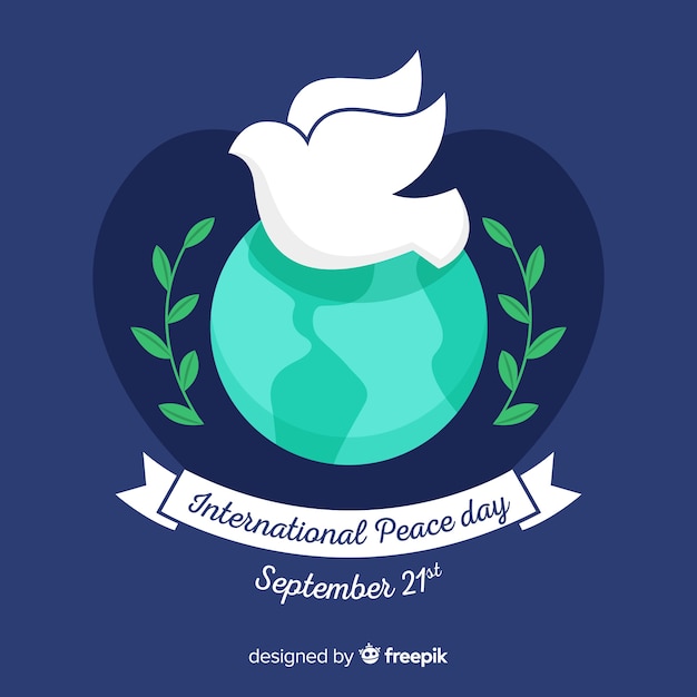 Día internacional de la paz plana con paloma
