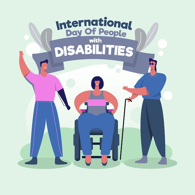 Vector gratuito día internacional de las personas con discapacidad dibujado a mano.