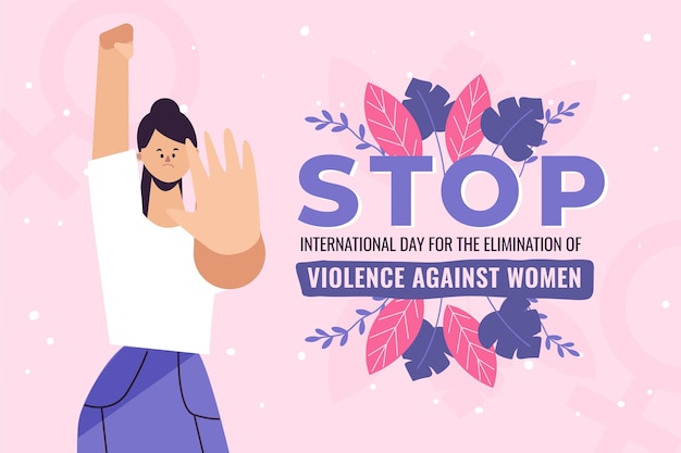 Día internacional plano dibujado a mano para la eliminación de la violencia contra las mujeres
