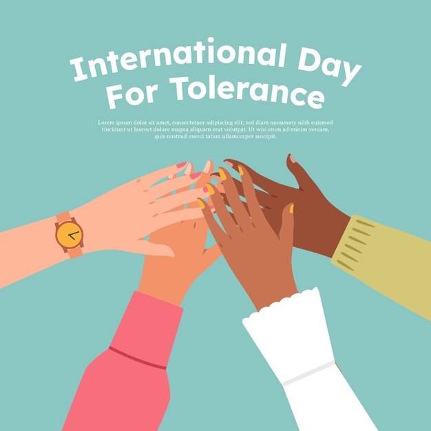 Día internacional plano para la ilustración de la tolerancia.