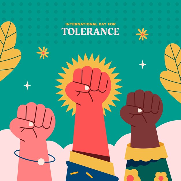 Día internacional plano para la ilustración de la tolerancia.