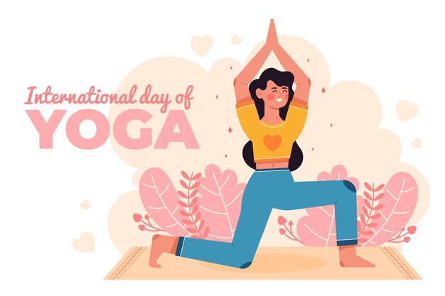 Día internacional plano orgánico de la ilustración del yoga.