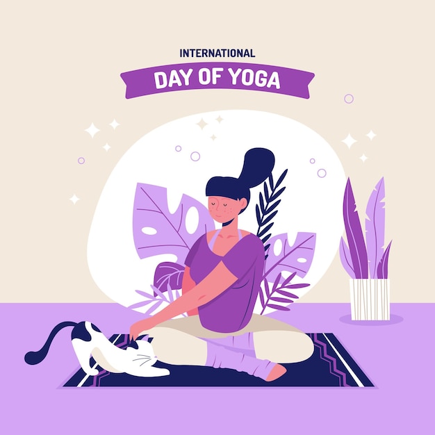 Día internacional plano orgánico de la ilustración del yoga.