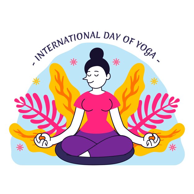 Día internacional plano orgánico de la ilustración del yoga.